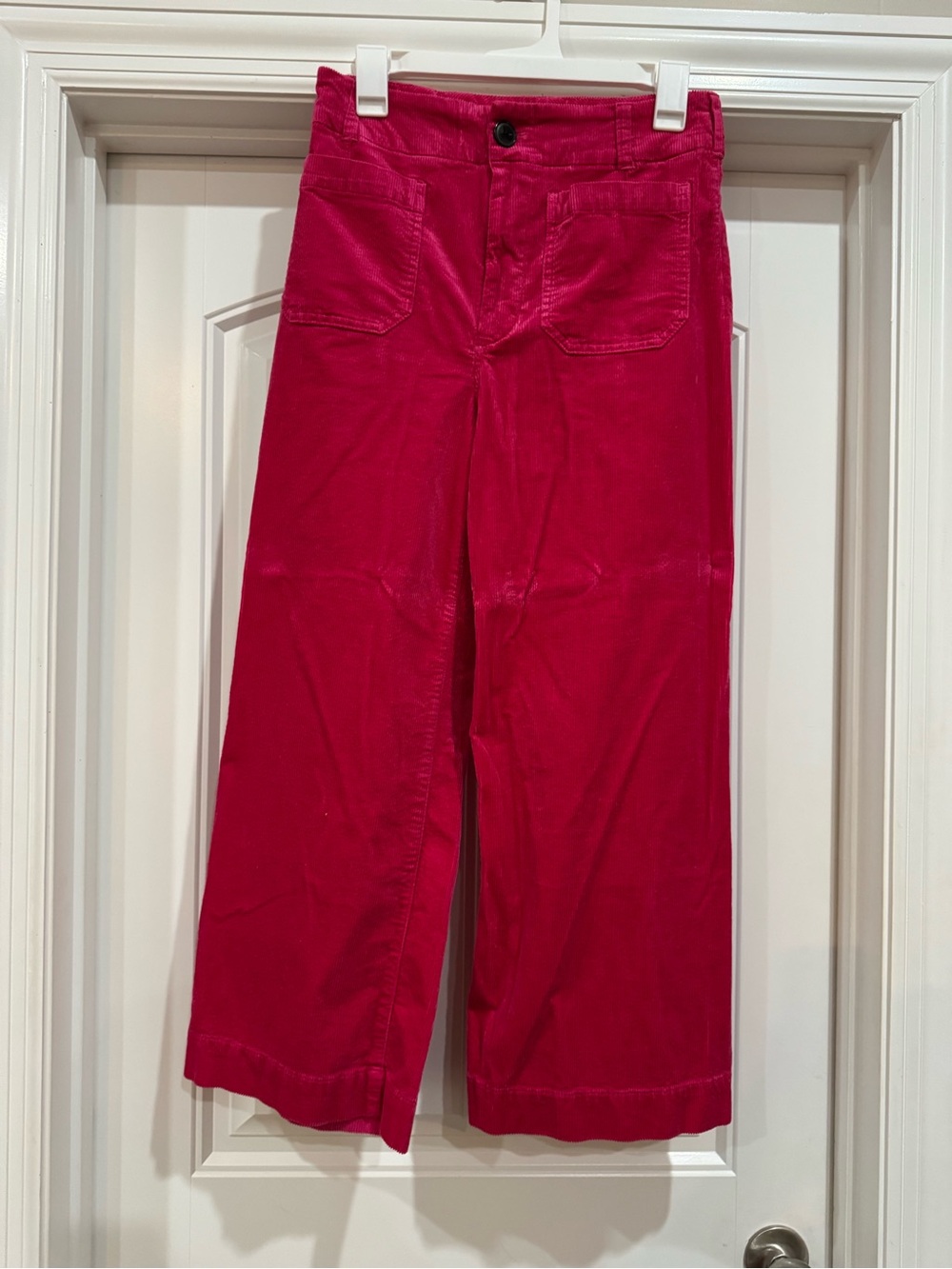 Bright Raspberry Wide-Leg Corduroy Pants